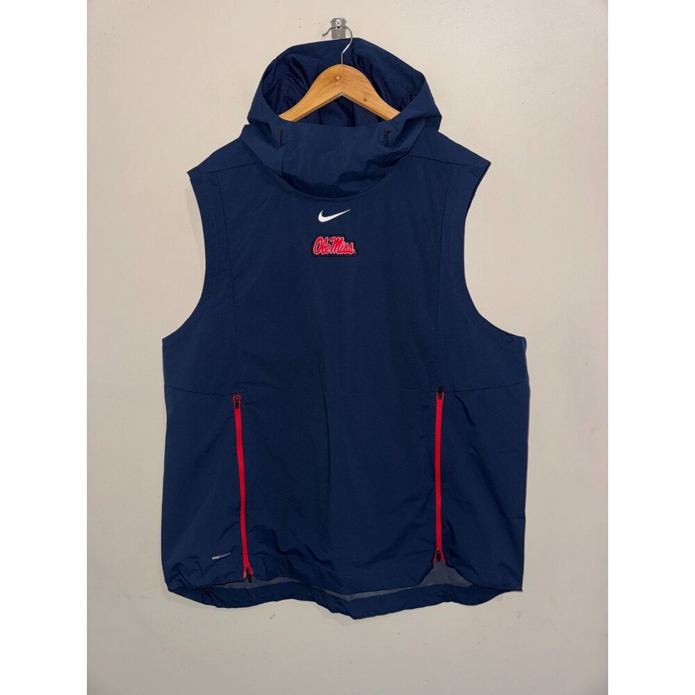 Nike Shield Ole Miss Rebels Team Issue Pullover Hooded Vest Men XL NCAA Football